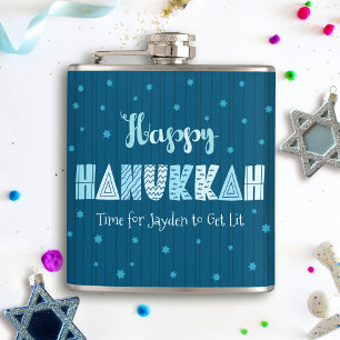 Flasques Étoile de David Nom Fun Hanukkah Joyeux Bleu