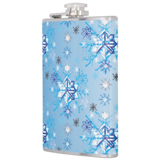 Flasques Étoiles et flocons de neige bleu et blanc complexe (Gauche)