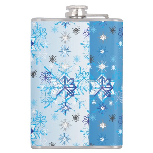 Flasques Étoiles et flocons de neige bleu et blanc complexe (Dos)