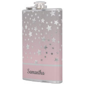 Flasques Étoiles Personnalisées Rose Et Gris Élégant Chic (Gauche)