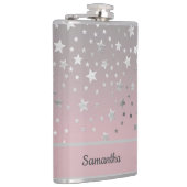 Flasques Étoiles Personnalisées Rose Et Gris Élégant Chic (Droite)