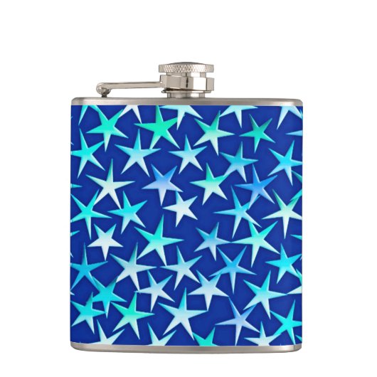 Flasques Étoiles satinées, bleu pâle sur cobalt (Devant)