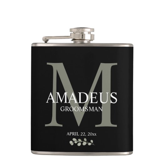 Flasques Eucalyptus Floral Monogramme Groom (Devant)