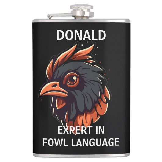 Flasques Expert en Fowl Language, Rooster's Head. Poche (Devant)