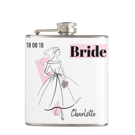 Flasques Fashion Bride Pink Bride Nom de la fiole (Devant)