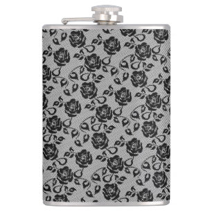 Flasques Faux Black Lace Rose Fishnet Flask Cadeau