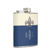 Flasques Faux bleu Metal Fleur de Lis de monogramme (Droite)