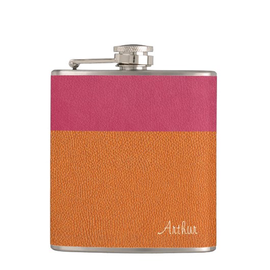 Flasques Faux Cuir rose et orange (Devant)
