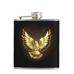 Flasques Faux Gold Foil Peace Dove en noir