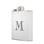 Flasques Faux Monogramme En Cuir Blanc Flexible En Acier In (Gauche)