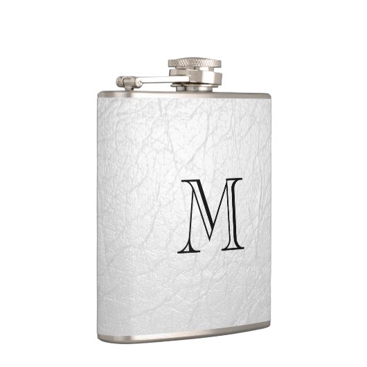Flasques Faux Monogramme En Cuir Blanc Flexible En Acier In (Droite)