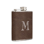 Flasques Faux Monogramme en cuir Brown Flèche en acier inox (Droite)