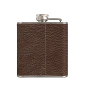 Flasques Faux Monogramme en cuir Brown Flèche en acier inox (Dos)