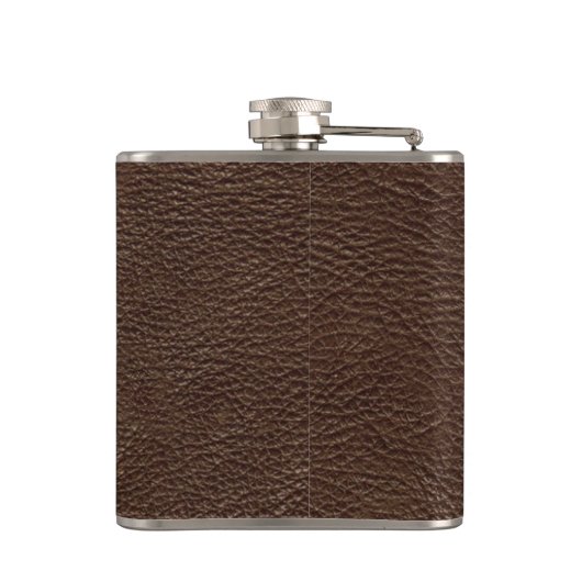 Flasques Faux Monogramme en cuir Brown Flèche en acier inox (Dos)