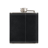 Flasques Faux Monogramme en cuir noir Initiale et Nom (Dos)
