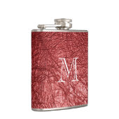 Flasques Faux Monogramme en cuir rouge en acier inoxydable (Droite)