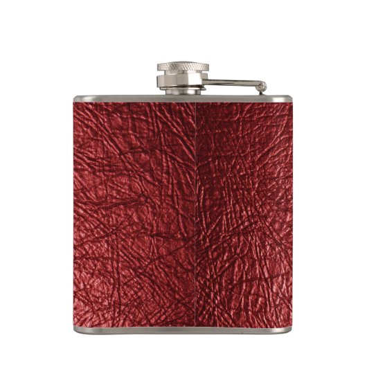 Flasques Faux Monogramme en cuir rouge en acier inoxydable (Dos)