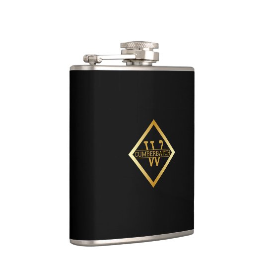 Flasques Faux Or Axe Monogramme – Noir & Or (Droite)
