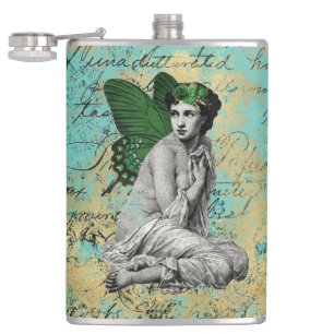 Flasques Fée verte vintage sur Aqua Ephemera