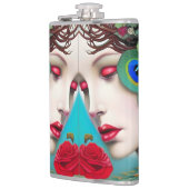 Flasques Feminine Red Lips et Rose Peacock Abstrait (Gauche)