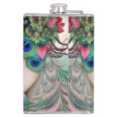 Flasques Feminine Red Lips et Rose Peacock Abstrait (Dos)