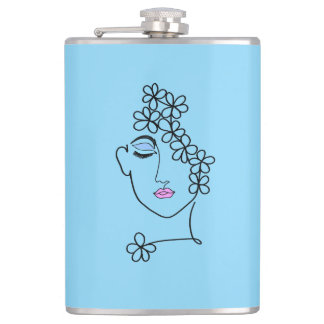 Flasques Femme avec fleurs en ligne art