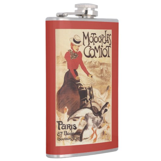 Flasques Femme de Comiot Motocycles et affiche de promo (Droite)