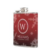 Flasques Festif Red Foil Snowflakes Nom du monogramme (Gauche)