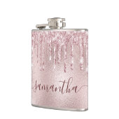 Flasques Fête de bachelorette rose gold rose monogramme (Gauche)