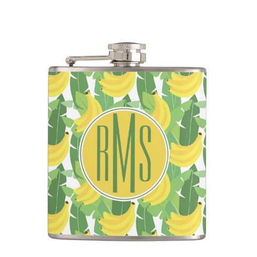 Flasques Feuille de banane et monogramme du motif | de (Devant)