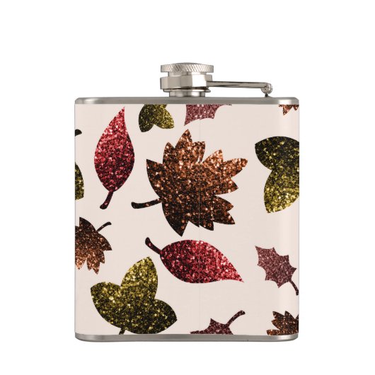 Flasques Feuille étincelant automne motif Monogramme (Dos)