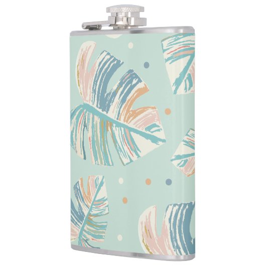 Flasques Feuille Monstera - Turquoise, Vert, Corail, Moutar (Gauche)