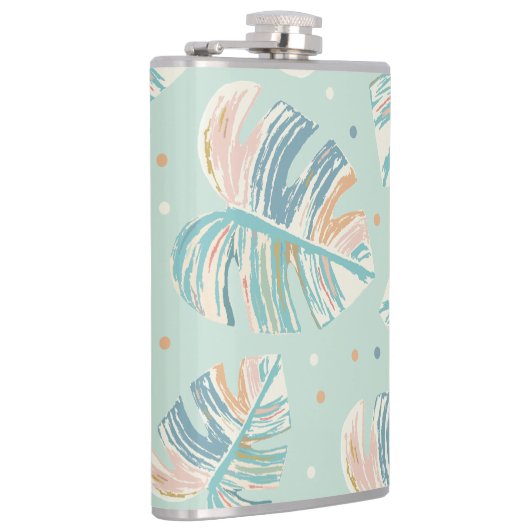 Flasques Feuille Monstera - Turquoise, Vert, Corail, Moutar (Droite)