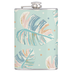 Flasques Feuille Monstera - Turquoise, Vert, Corail, Moutar