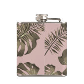 Flasques Feuille Tropical Pink & Gold Palm Motif et nom (Dos)