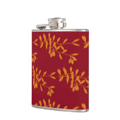 Flasques Feuilles de branches de silhouette orange sur roug (Gauche)