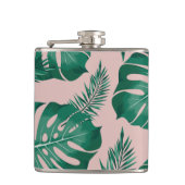 Flasques Feuilles Pink & Green Palm sans couture Motif (Devant)