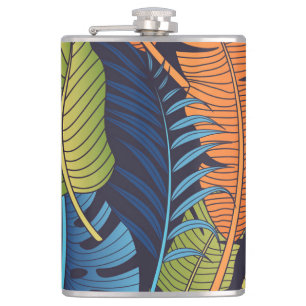 Flasques Feuilles tropicaux, motif sans couture fleurie.