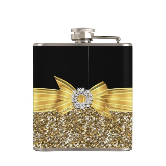 Flasques Fiançailles de Mariage or jaune Diamant noir (Dos)