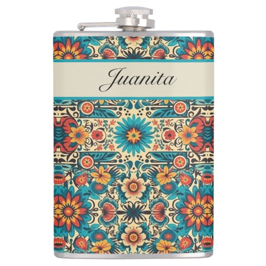 Flasques Fiesta Blooms, personnalisable (Devant)