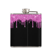 Flasques Fille à marier Paillettes Rose Chaud Personnalisé  (Dos)