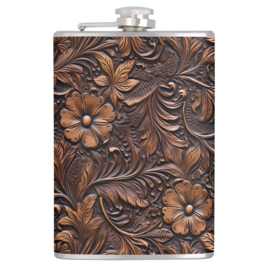 Flasques Fille Brown occidentale Bohemian Floral (Devant)