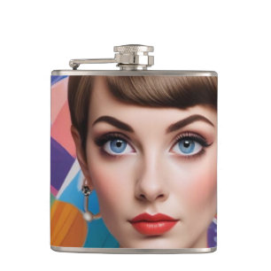 Flasques Fille des années 60 Retro Fille Vinyl enveloppé