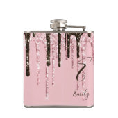 Flasques Fille Glam Chic rose Étincelles Monogramme moderne (Dos)