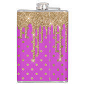 Flasques Fiole à points Polka or et rose (Dos)