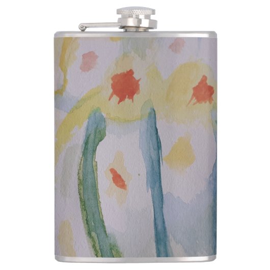 Flasques Fiole Abstraite de jonquilles de vinyle enveloppée (Devant)