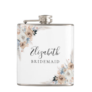 Flasques Fiole De Fête des mariées Florale Ivory Et Boho Bl