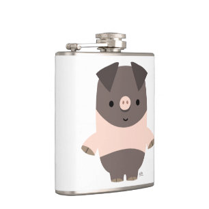 Flasques Fiole de hanche de cochon cartonné mignonne et for