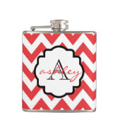 Flasques Fiole de monogramme rouge et blanc Chevron (Devant)
