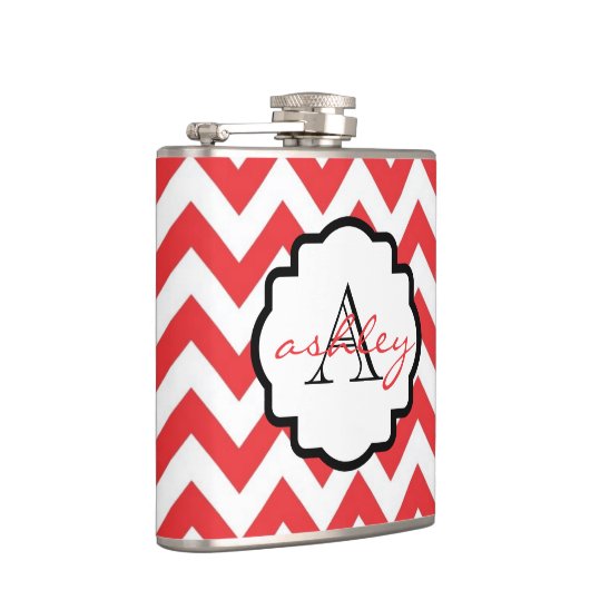 Flasques Fiole de monogramme rouge et blanc Chevron (Droite)